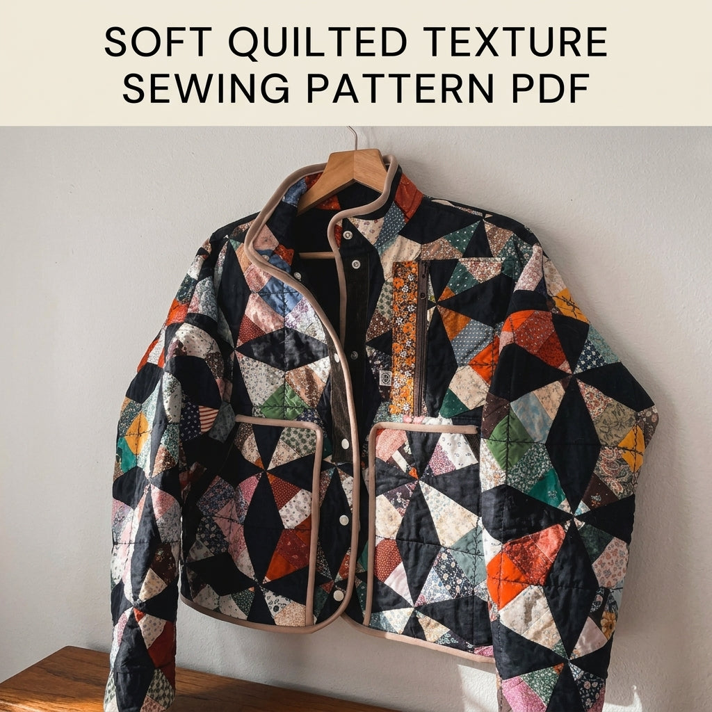 Kaleidoscope Quilt Jacket Sewing Pattern PDF – Cropped Quilt Coat