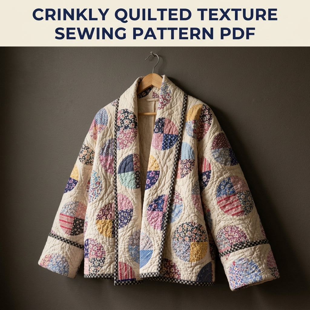 Circle Quarters  Quilt Jacket Sewing Pattern PDF – Boxy Shawl Collar Jacket from a Vintage Quilt