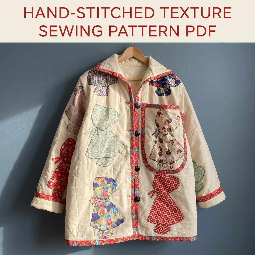 Bonnet Girl Quilt Jacket Pattern PDF – Vintage Appliqué Quilt Coat