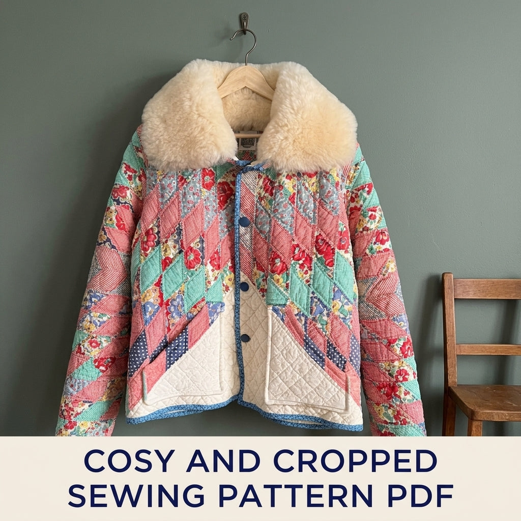 Star Quilt Jacket with Fleece Collar Sewing Pattern PDF – Upcycled Quilt Coat