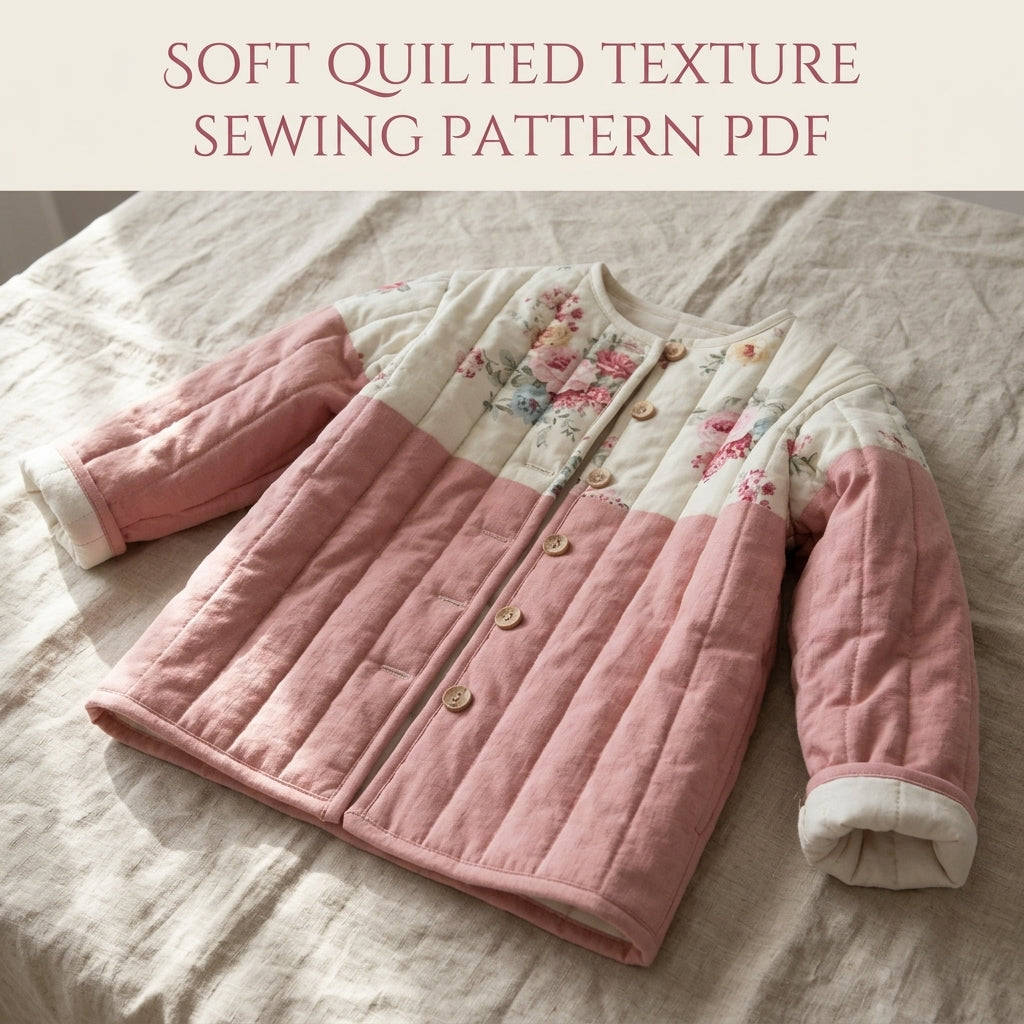 Girls Rose Quilted Jacket Sewing Pattern PDF – Kids Quilted Coat