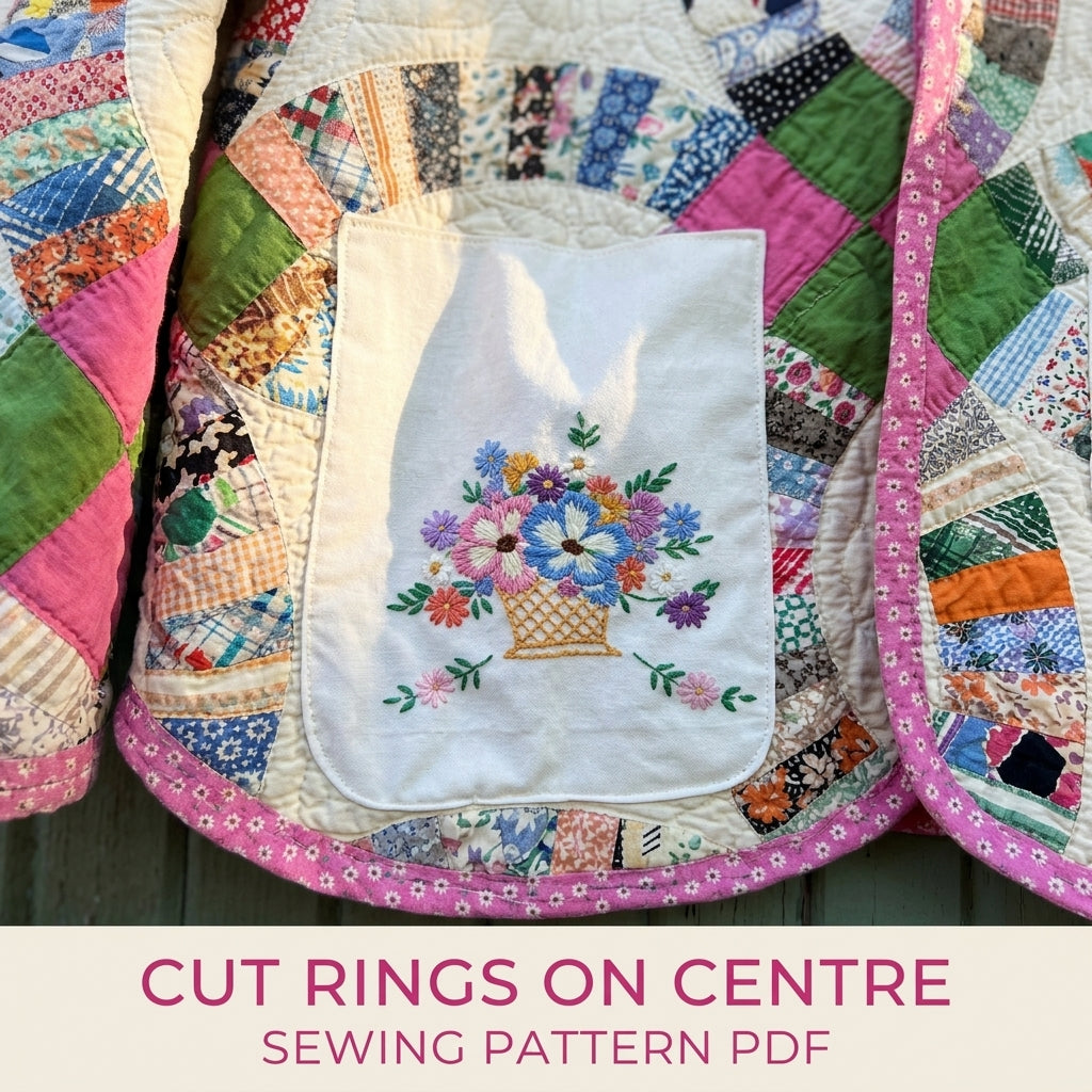Double Wedding Ring Quilt Jacket Sewing Pattern PDF – Boxy Jacket from a Vintage Quilt