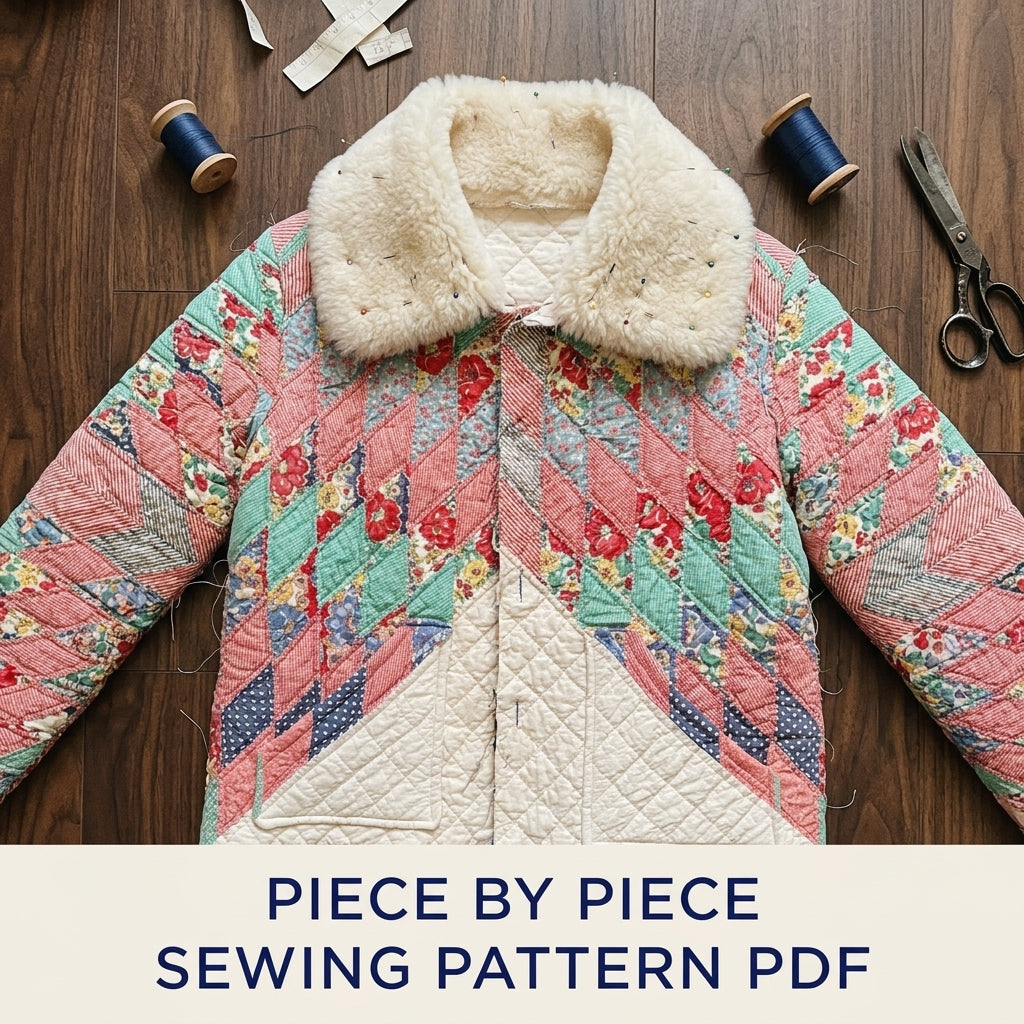 Star Quilt Jacket with Fleece Collar Sewing Pattern PDF – Upcycled Quilt Coat