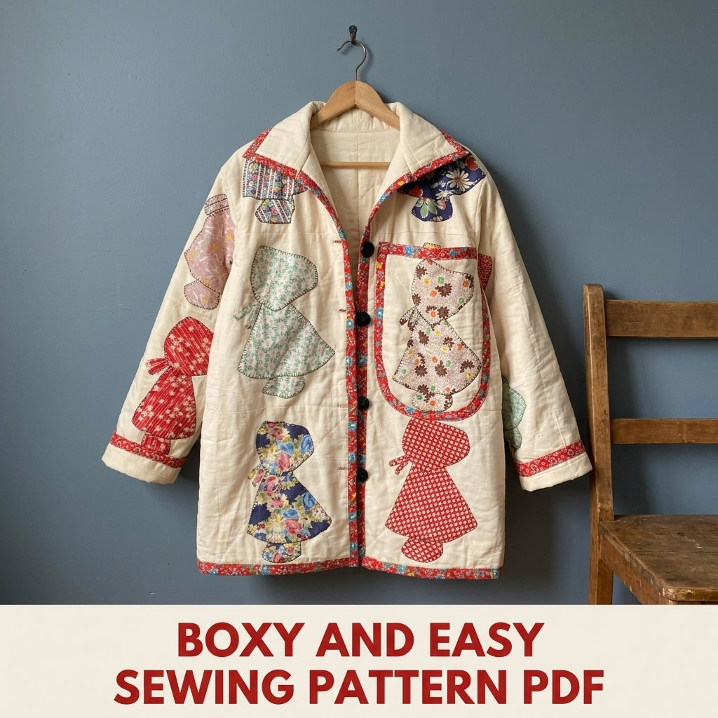 Bonnet Girl Quilt Jacket Pattern PDF – Vintage Appliqué Quilt Coat
