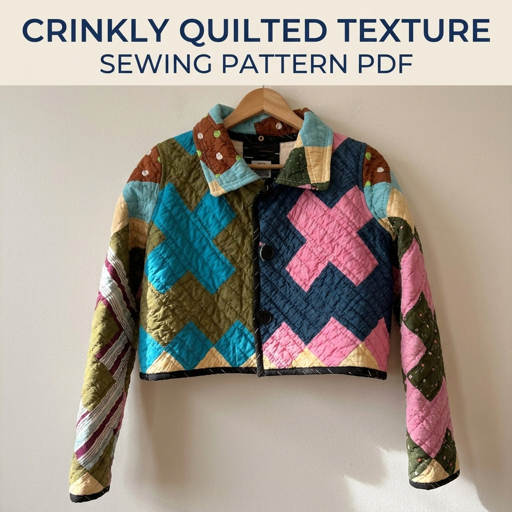 Cropped Plus Quilt Jacket Sewing Pattern PDF – Boxy Jacket from a Vintage Quilt
