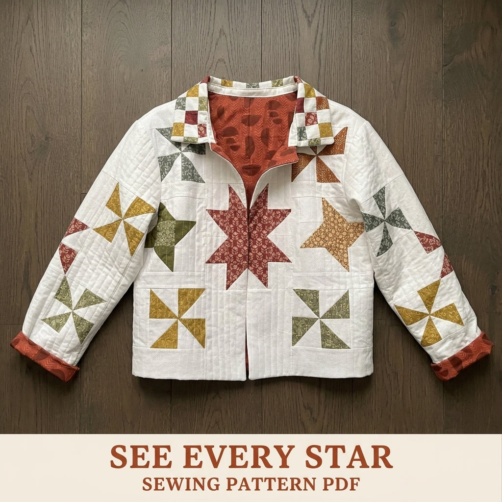 Autumn Star and Pinwheel Jacket Sewing Pattern PDF – Quilted Jacket with Back Medallion