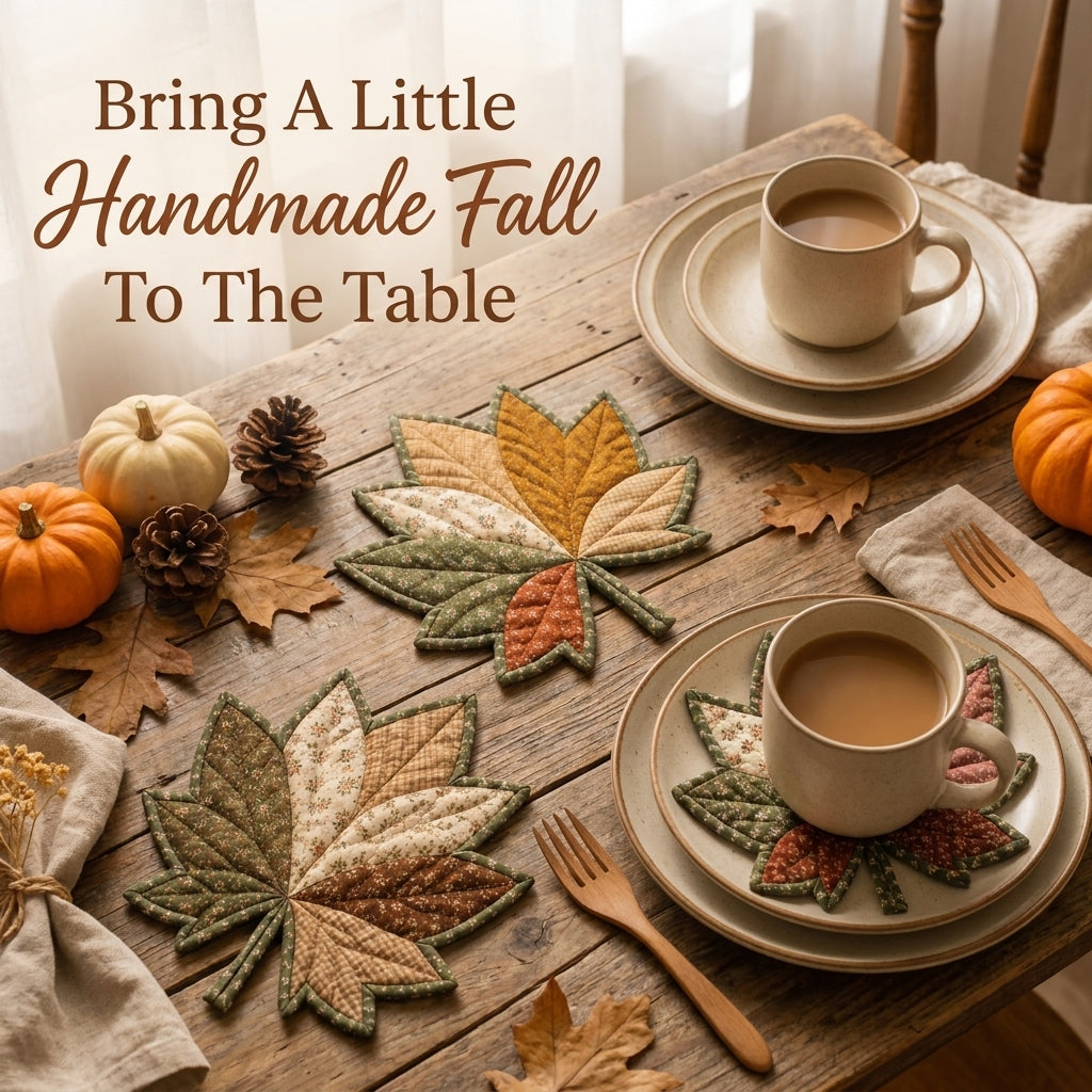 Maple Leaf Mug Rug Pattern — Quilted Autumn Coaster in 2 Sizes, Beginner Friendly, PDF Download