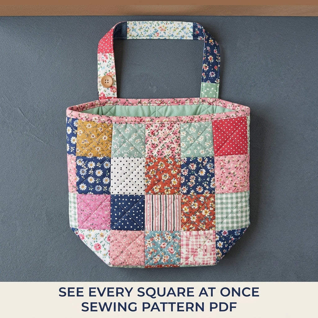 Patchwork Car Seat Bag Sewing Pattern PDF – Quilted Hanging Car Organiser