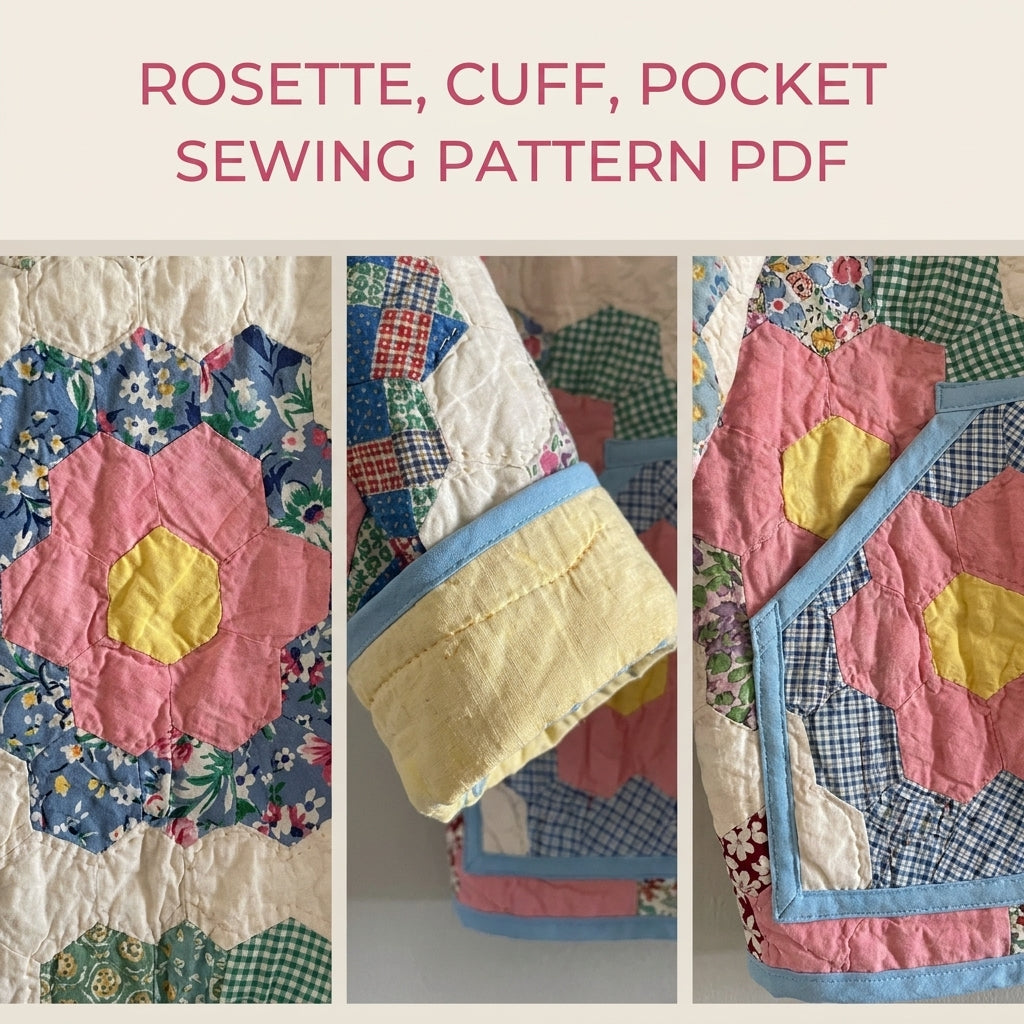 Hexagon Flower Garden Quilt Jacket Sewing Pattern PDF – Upcycled Quilt Coat