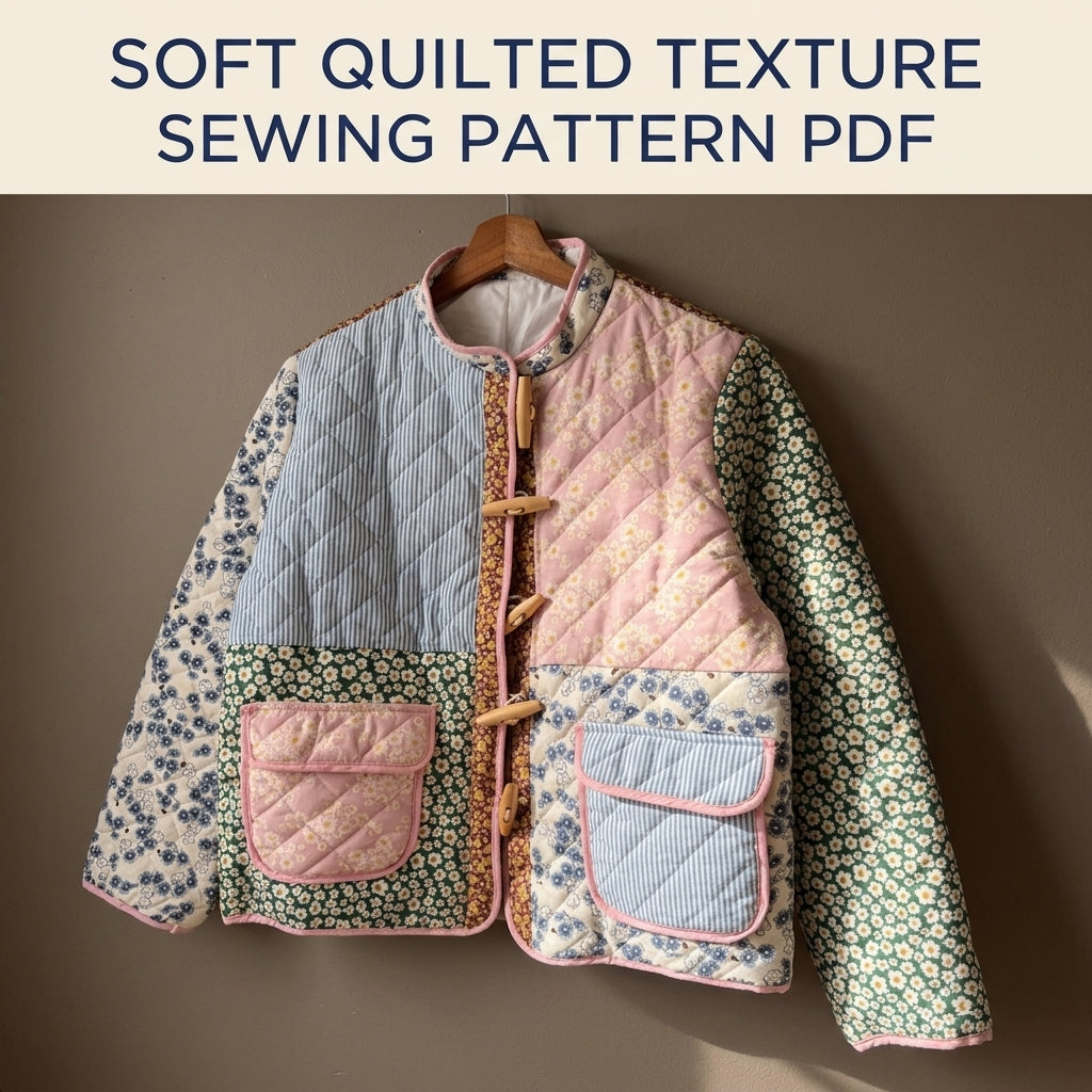 Toggle Patchwork Quilted Jacket Sewing Pattern PDF – Boxy Scrap Quilt Jacket