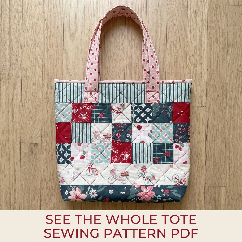 Quilted Patchwork Market Tote Sewing Pattern PDF – Charm Square Tote Bag
