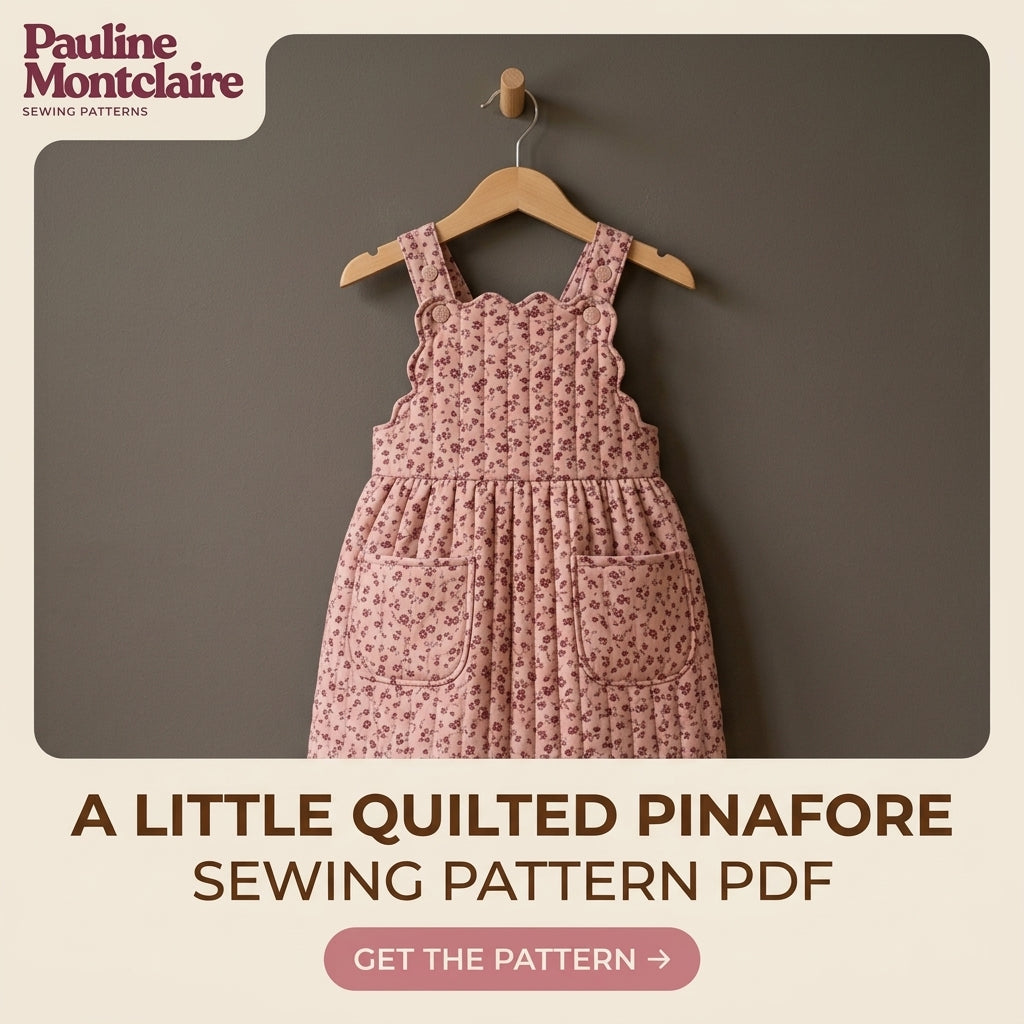 Children's Quilted Pinafore Dress Sewing Pattern PDF – Girls' Pinafore with Scalloped Bib