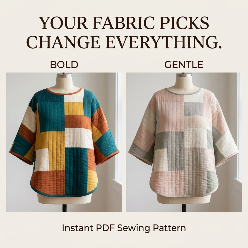 Easy Quilted Poncho – PDF Sewing Pattern