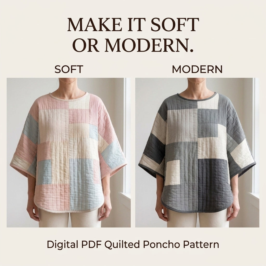 Easy Quilted Poncho – PDF Sewing Pattern