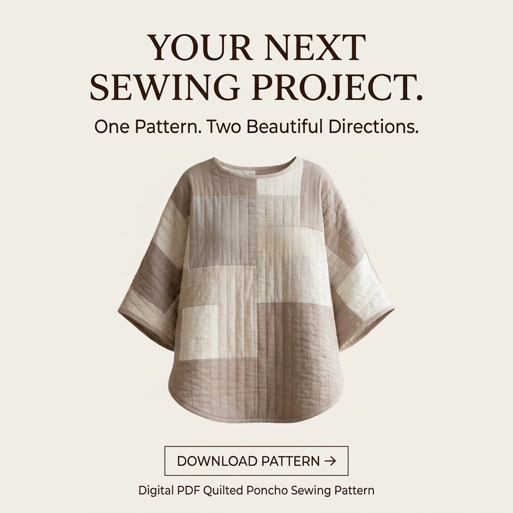 Easy Quilted Poncho – PDF Sewing Pattern