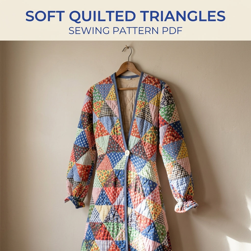 Triangle Patchwork Quilted Robe Sewing Pattern PDF – Floor-Length Calico Quilt Robe