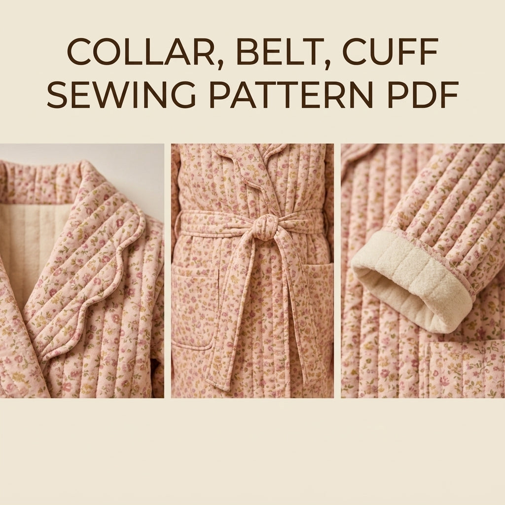 Children's Quilted Robe Sewing Pattern PDF – Girls' Dressing Gown with Scalloped Collar