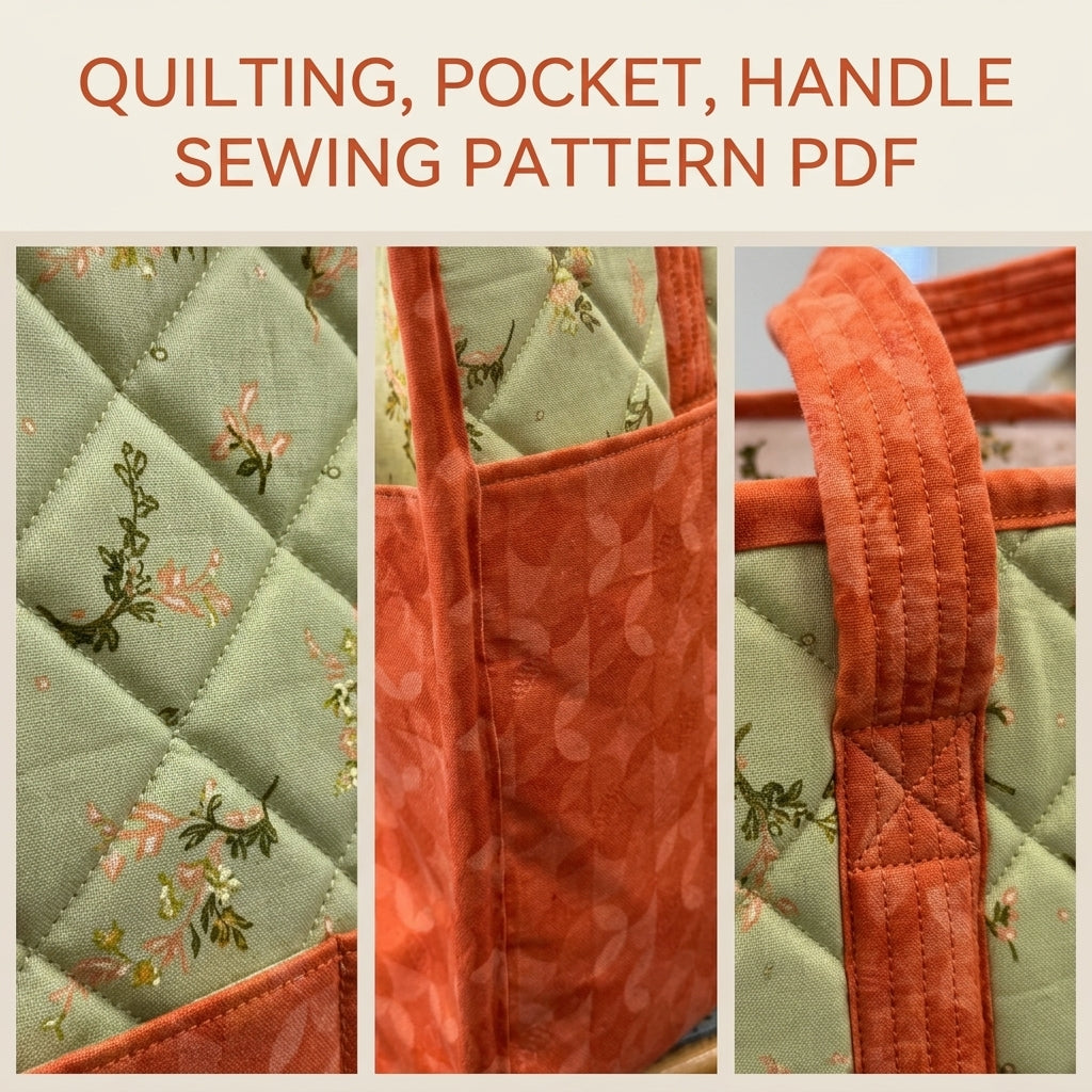 Quilted Craft Carry-All Sewing Pattern PDF – Large Project Tote with Pockets