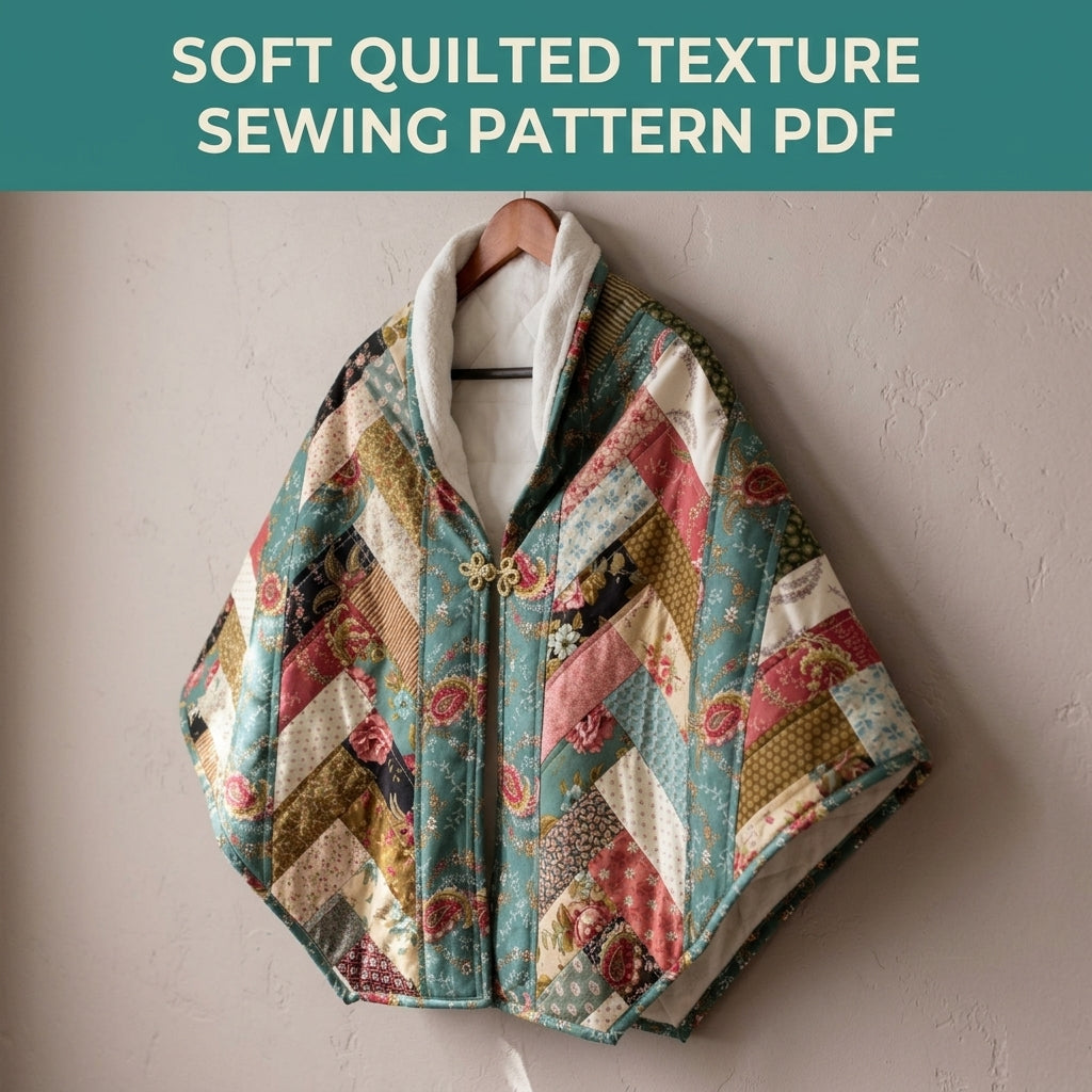 Herringbone Strip Quilted Wrap Sewing Pattern PDF – Herringbone Strip Shoulder Cape
