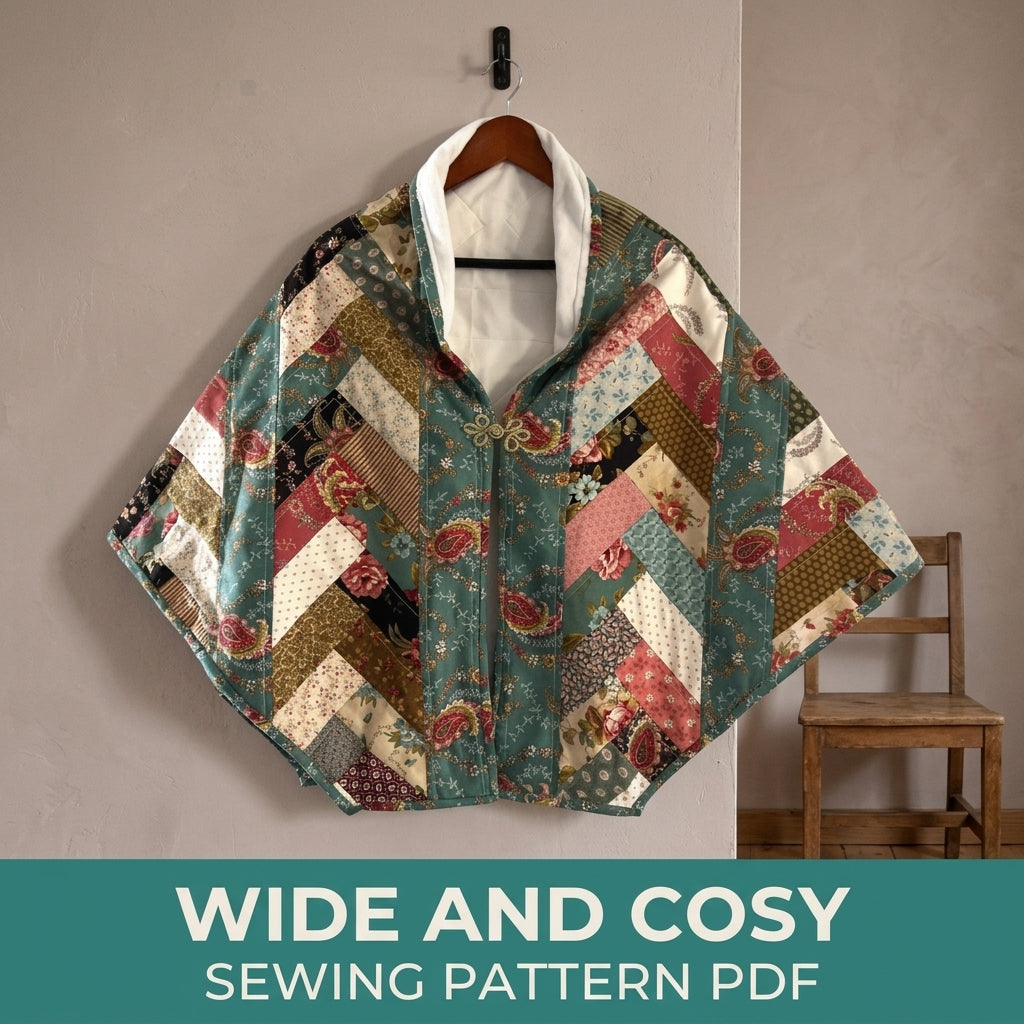 Herringbone Strip Quilted Wrap Sewing Pattern PDF – Herringbone Strip Shoulder Cape