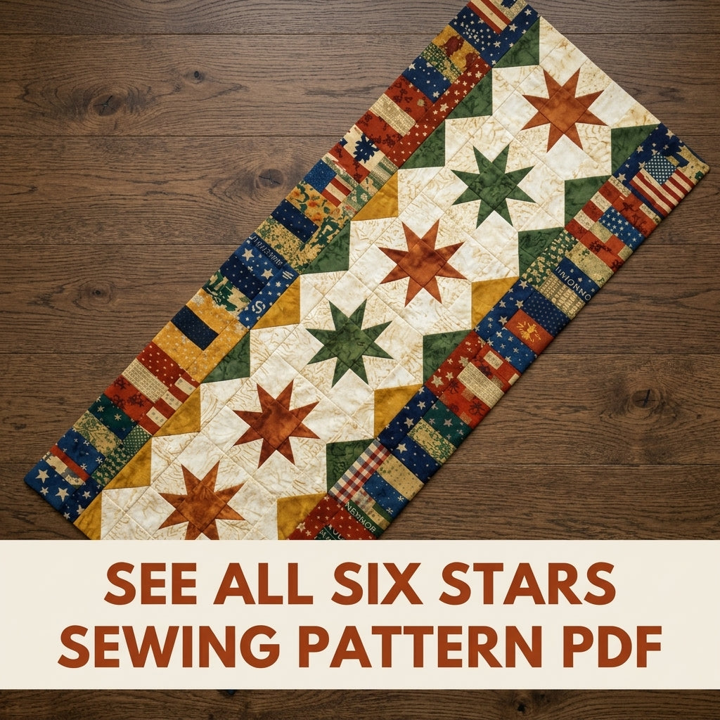 Sawtooth Star Table Runner Sewing Pattern PDF – Scrappy Quilted Runner