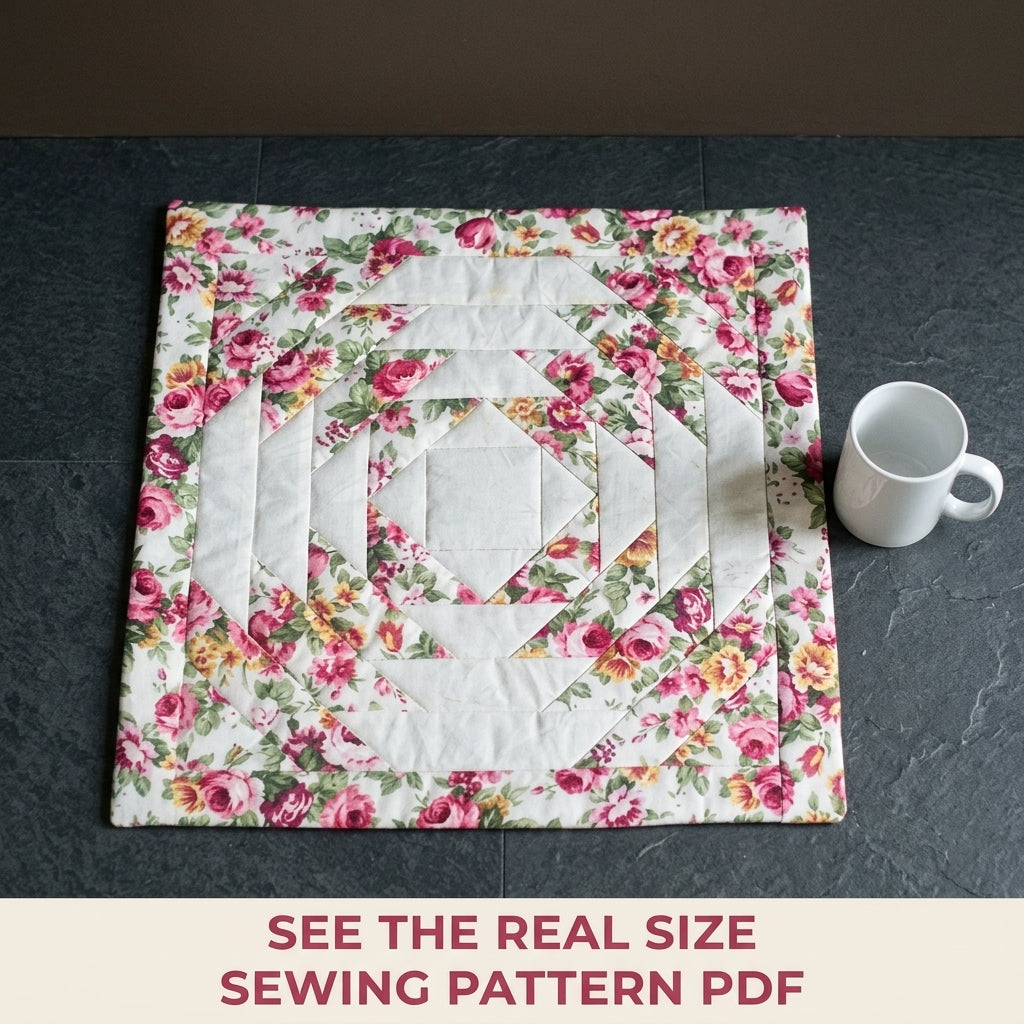 Rose Pineapple Block Table Square Sewing Pattern PDF – Quilted Table Mat