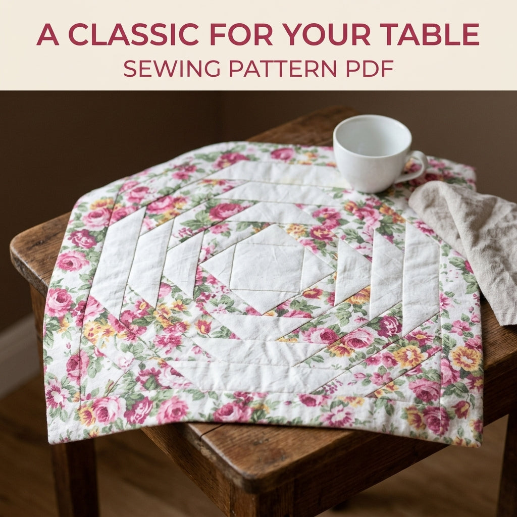 Rose Pineapple Block Table Square Sewing Pattern PDF – Quilted Table Mat