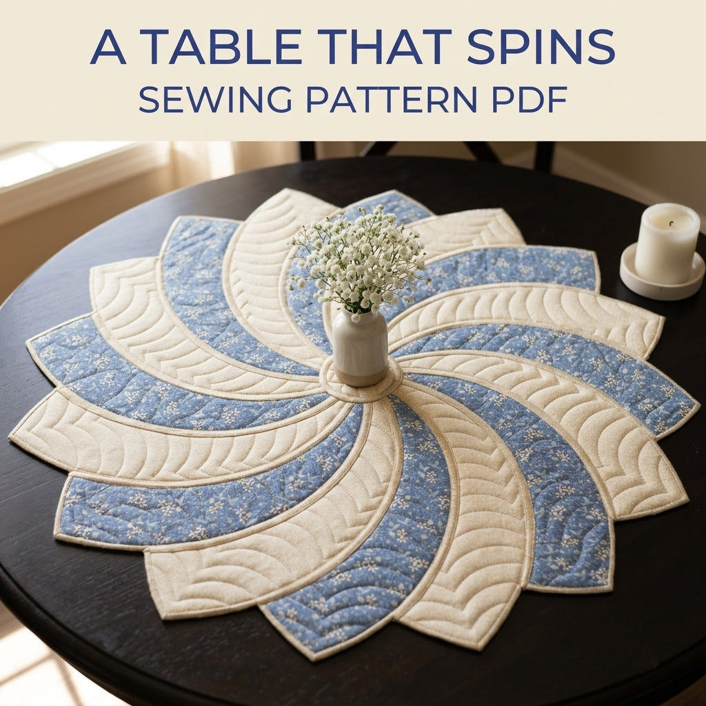 Swirl Table Topper Sewing Pattern PDF – Round Quilted Centrepiece