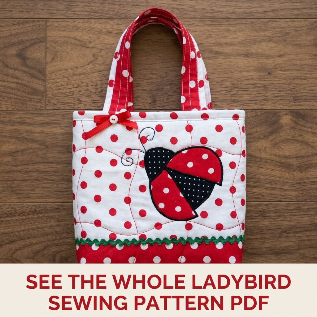 Ladybird Polka Dot Tote Sewing Pattern PDF – Kids Quilted Bag with Appliqué