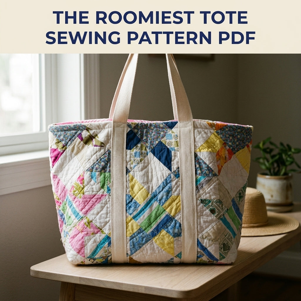 Scrappy Star Quilt Tote Sewing Pattern PDF – Upcycled Quilt Tote Bag