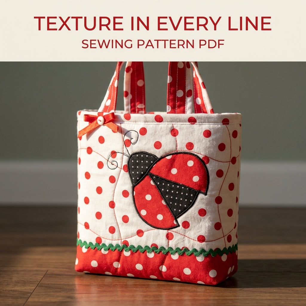 Ladybird Polka Dot Tote Sewing Pattern PDF – Kids Quilted Bag with Appliqué