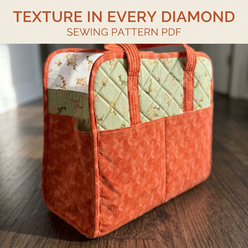 Quilted Craft Carry-All Sewing Pattern PDF – Large Project Tote with Pockets
