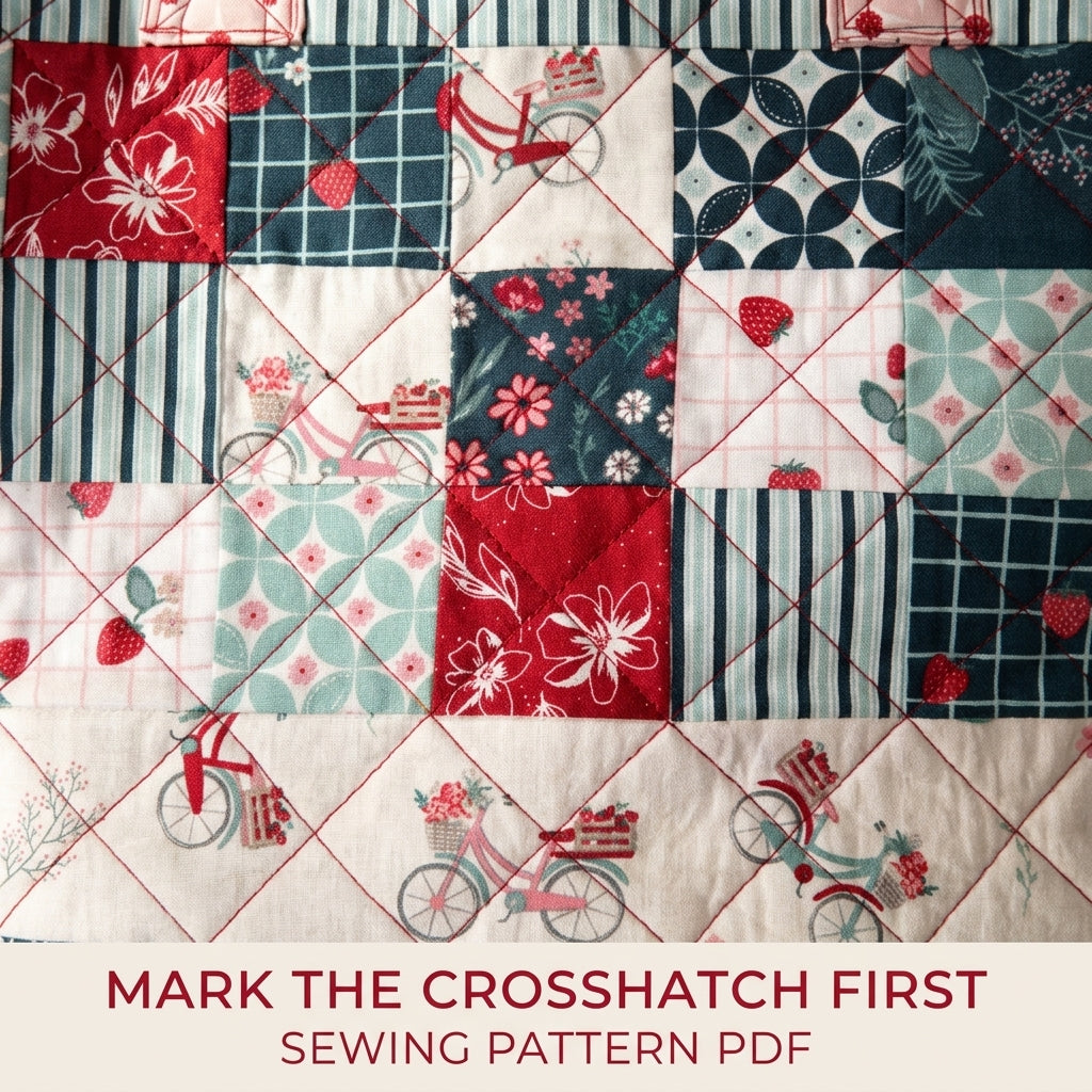 Quilted Patchwork Market Tote Sewing Pattern PDF – Charm Square Tote Bag