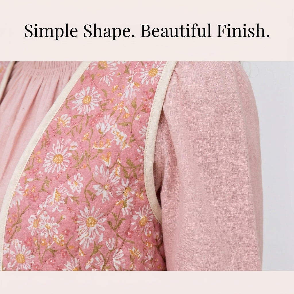 Quilted Vest Sewing Pattern — Reversible Bound-Edge Waistcoat, Sizes XS–3XL, A0 and A4 Layered PDF