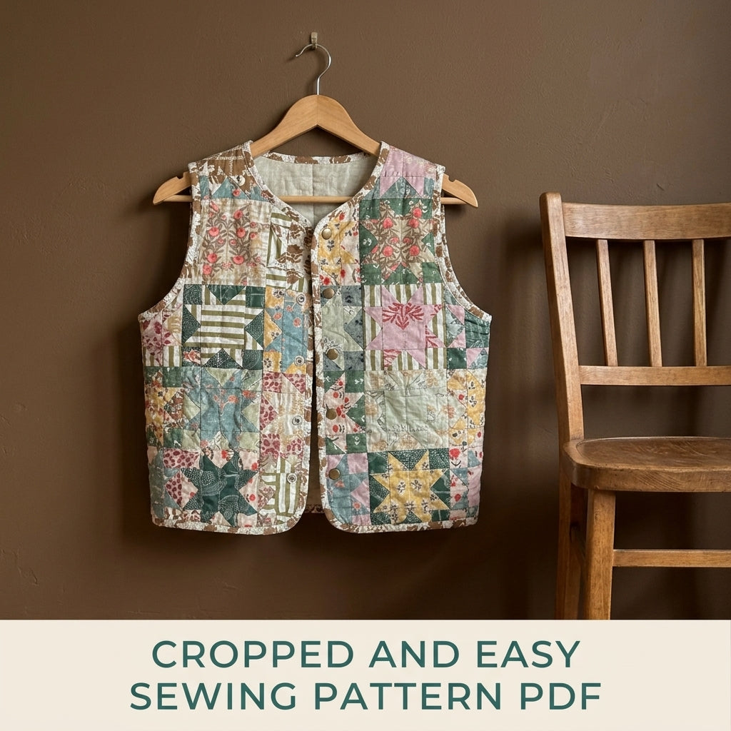 Sawtooth Star Patchwork Vest Sewing Pattern PDF – Quilted Scrap Vest