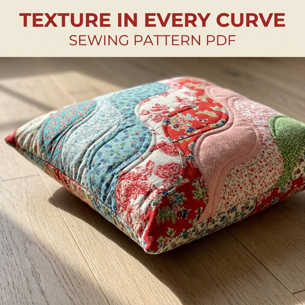 Wave Patchwork Cushion Sewing Pattern PDF – Curved Piecing Pillow
