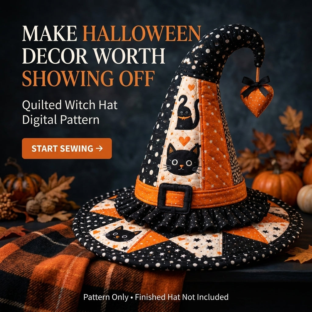 Witch Hat PDF Sewing Pattern | Toddler to Adult XL | Beginner-Friendly Halloween Costume Hat | Instant Download
