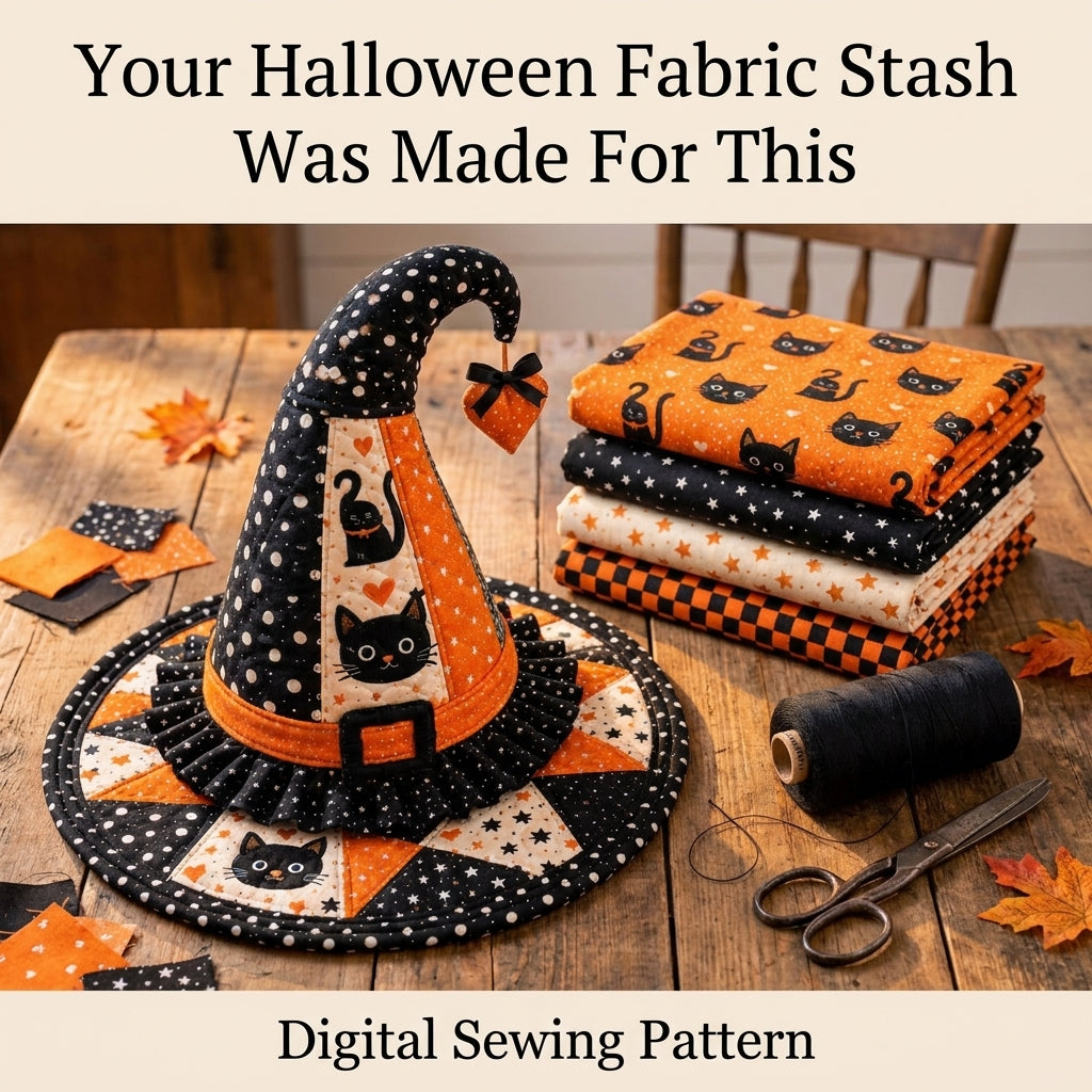 Witch Hat PDF Sewing Pattern | Toddler to Adult XL | Beginner-Friendly Halloween Costume Hat | Instant Download
