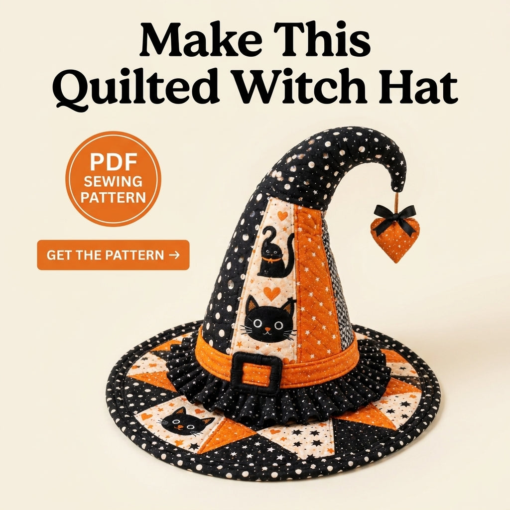 Witch Hat PDF Sewing Pattern | Toddler to Adult XL | Beginner-Friendly Halloween Costume Hat | Instant Download