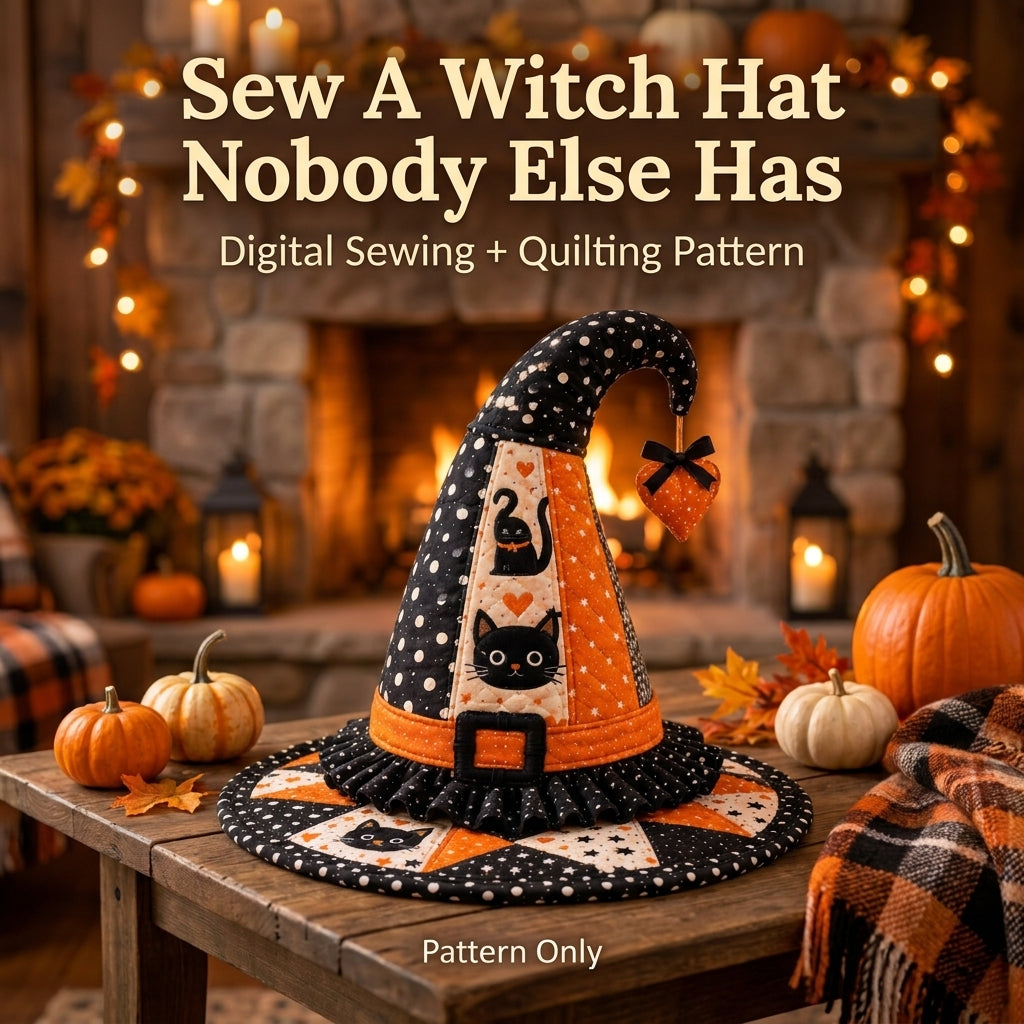 Witch Hat PDF Sewing Pattern | Toddler to Adult XL | Beginner-Friendly Halloween Costume Hat | Instant Download