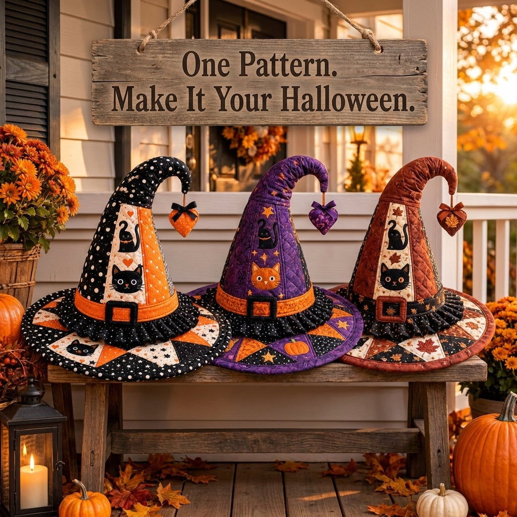 Witch Hat PDF Sewing Pattern | Toddler to Adult XL | Beginner-Friendly Halloween Costume Hat | Instant Download