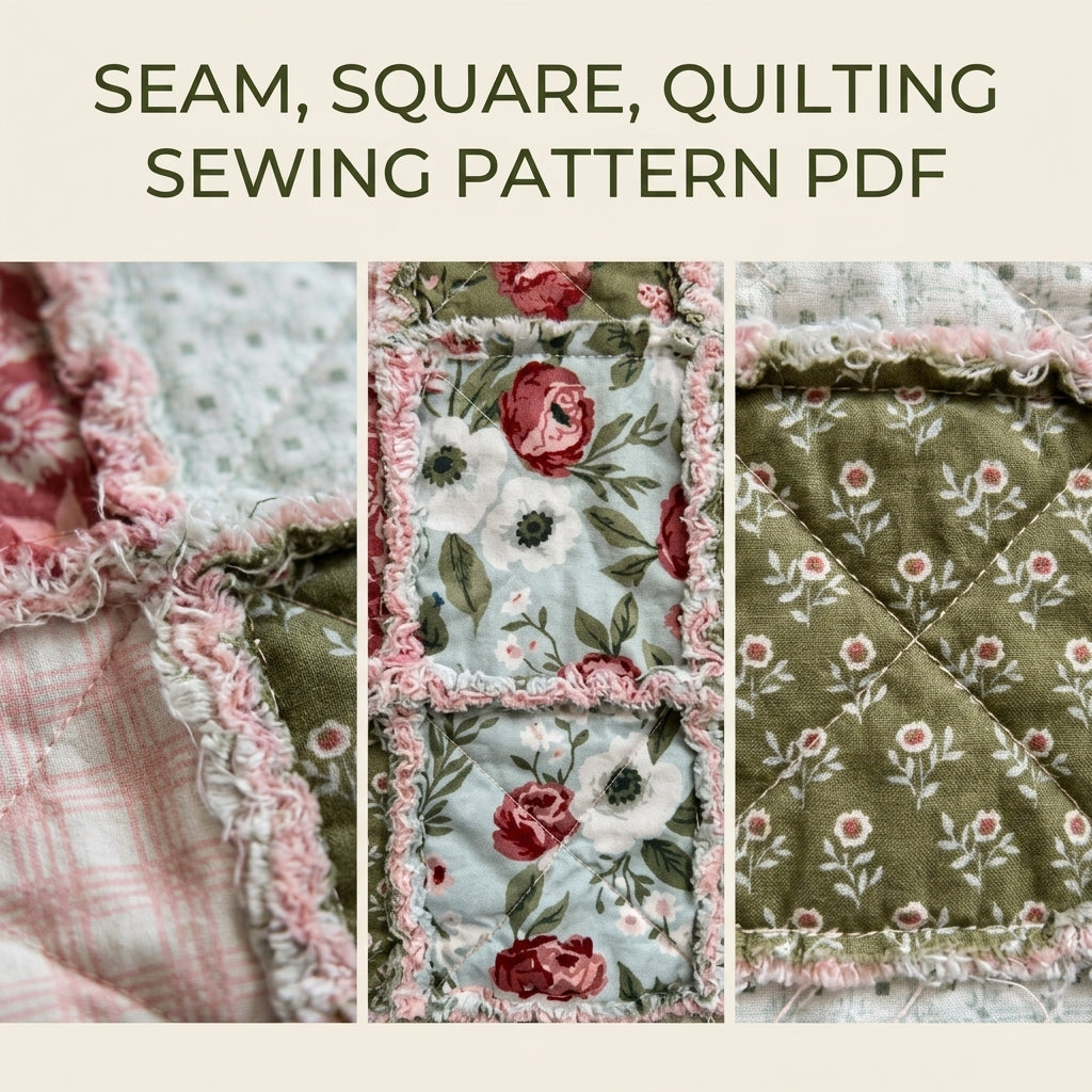 Rag Quilt Tote Sewing Pattern PDF – Easy Frayed Patchwork Bag