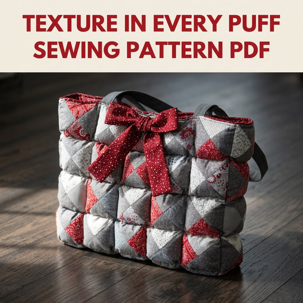 Puff Quilt Tote with Bow Sewing Pattern PDF – Biscuit Puff Bag