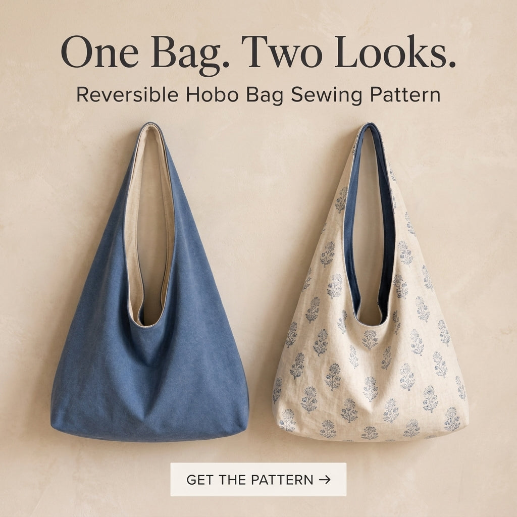 Reversible Hobo Bag PDF Sewing Pattern | Large & Medium Slouchy Shoulder Bag | Beginner Bag Sewing | Instant Download