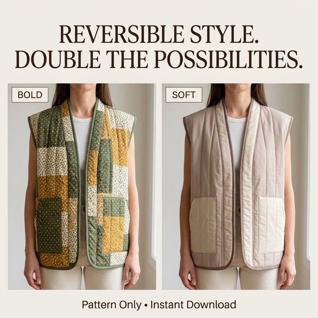 Reversible Quilted Vest – PDF Sewing Pattern