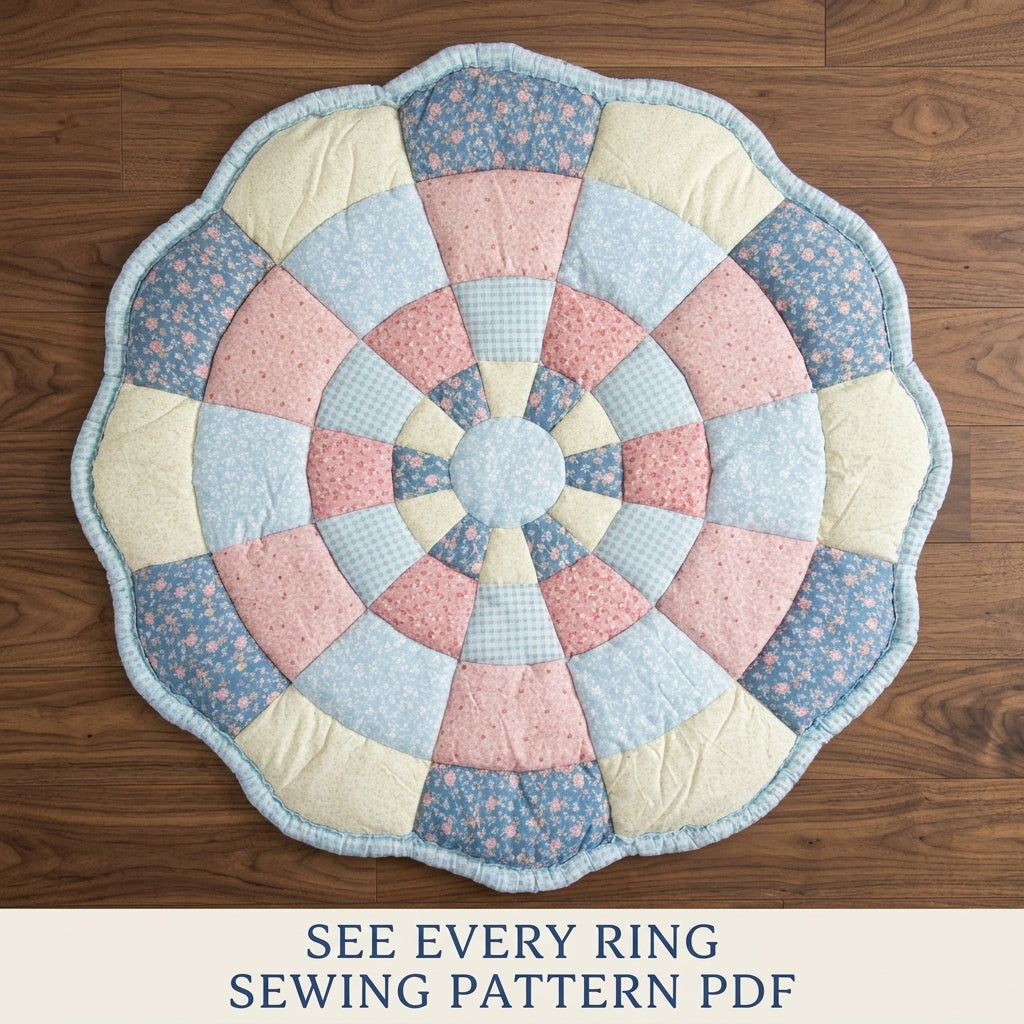 Puffy Patchwork Round Floor Mat Sewing Pattern PDF – Puffy Patchwork Play Mat