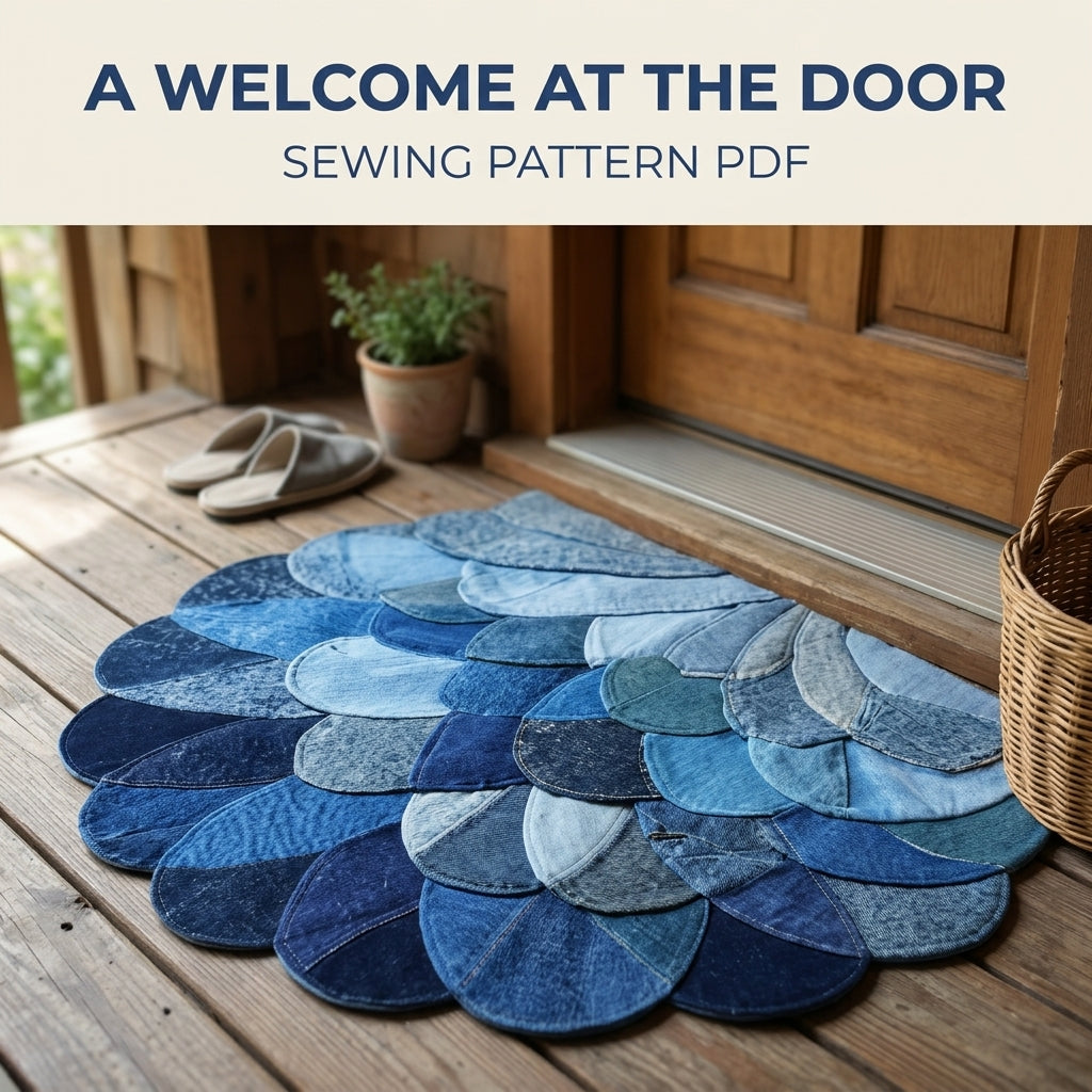 Denim Scallop Half Moon Rug Sewing Pattern PDF – Upcycled Jeans Doormat