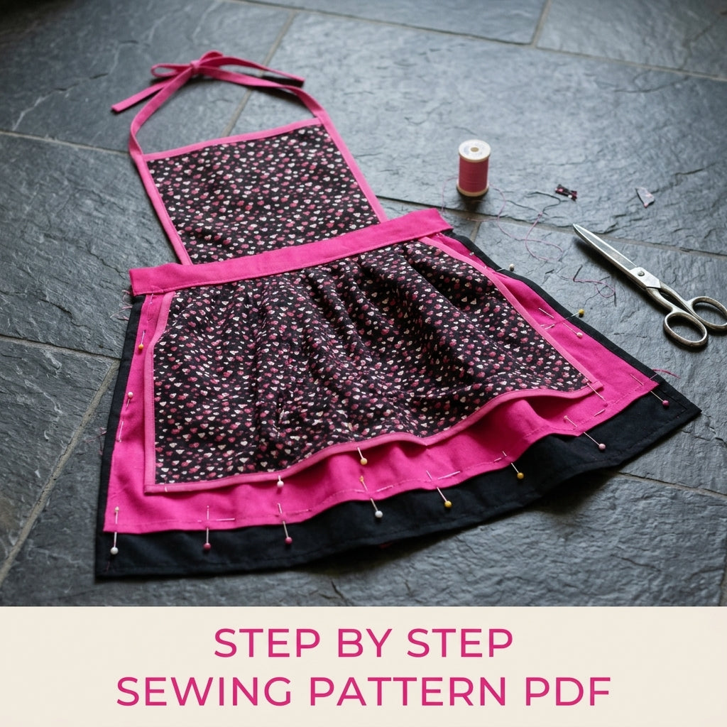 Pink Heart Layered Apron Sewing Pattern PDF – Easy Bound Apron