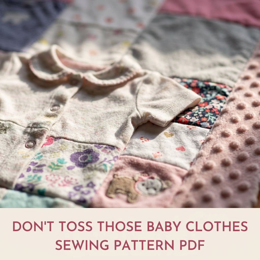 Minky Border Memory Quilt Sewing Pattern PDF – Baby Clothes Keepsake with Soft Border