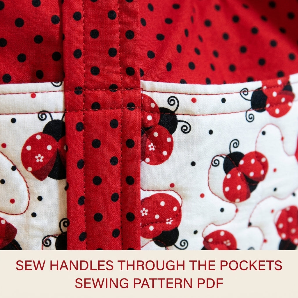 Ladybug Pocket Tote Sewing Pattern PDF – Quilted Tote with Outside Pockets
